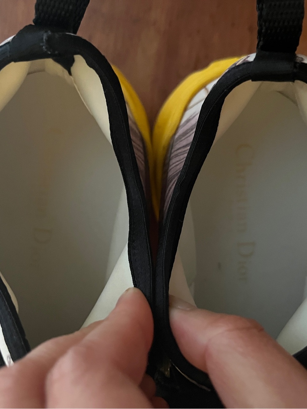 Dior d Connect Cream and Black Sneakers with Yellow Accent - Picture 7 of 11